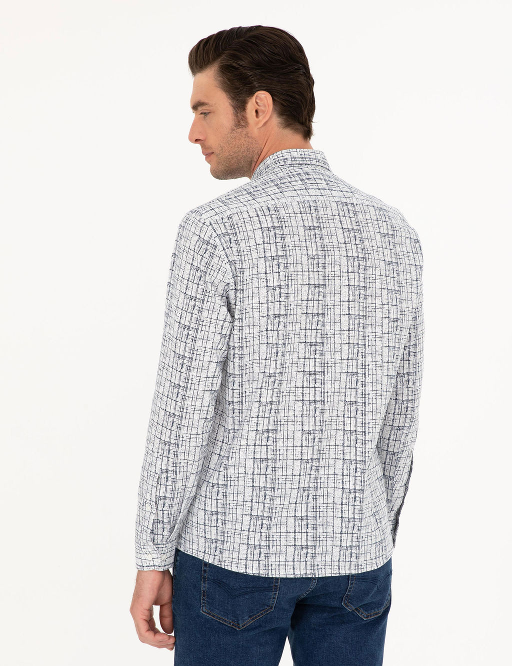 Темно-синяя приталенная рубашка с длинным рукавом - Cacharel фото 5