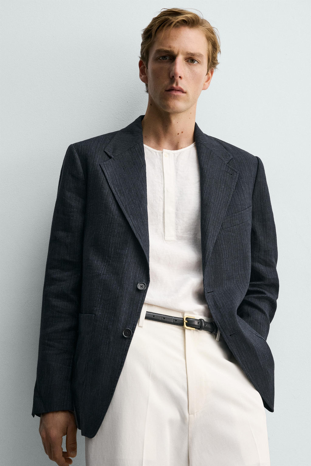 BLAZER RAYAS 100% LINO / ?ndigo - Zara фото 5