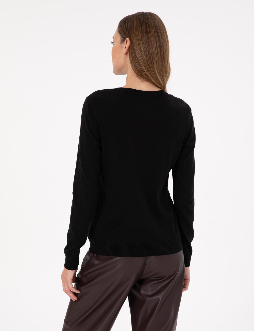 Siyah Slim Fit Basic Kazak