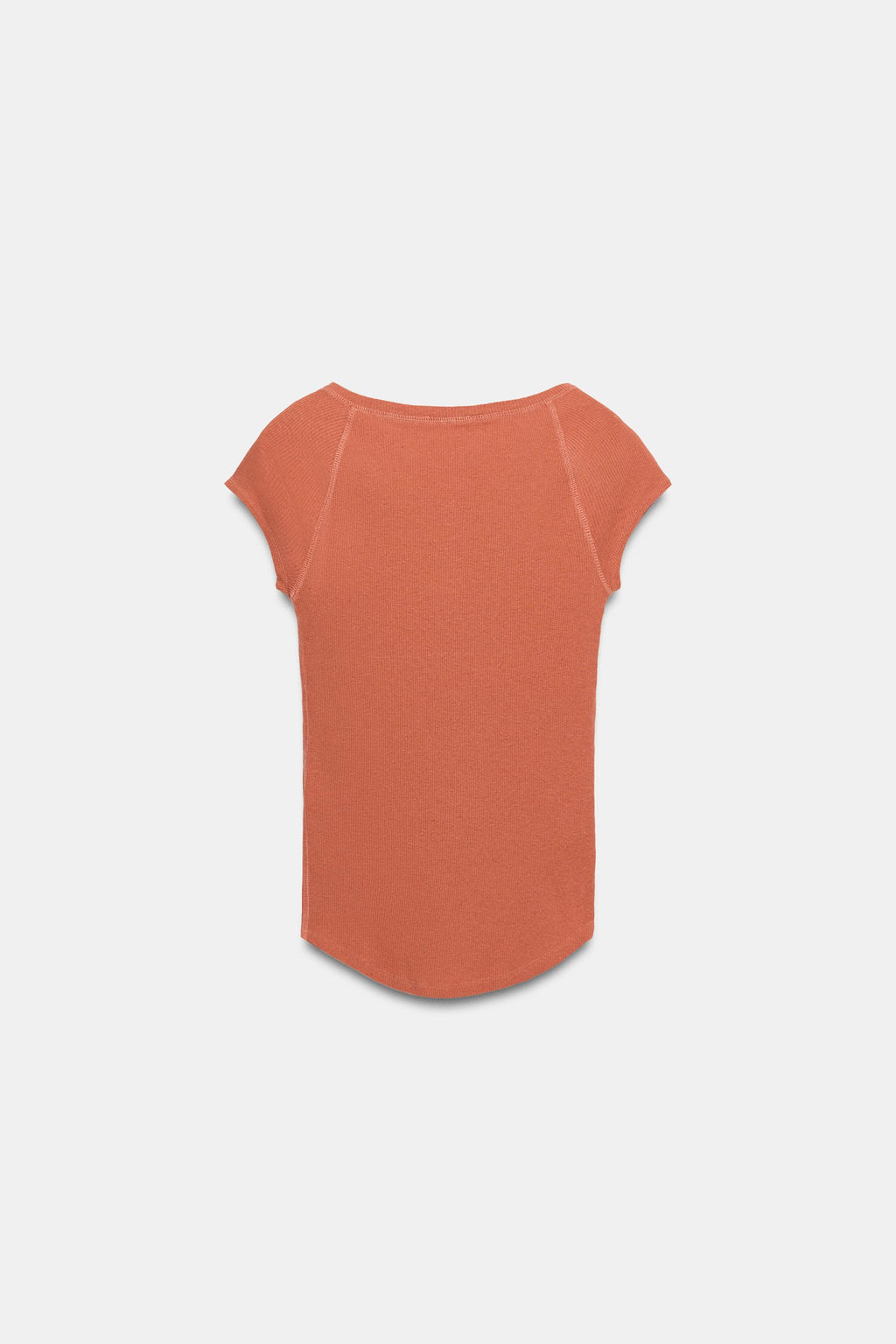 CAMISETA BOTONES CON LINO / Terracota - Zara фото 6