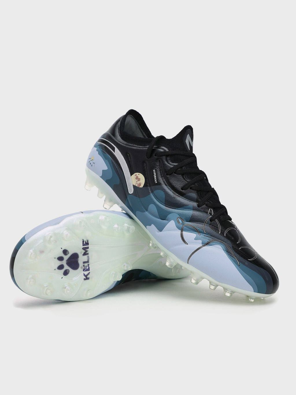 Бутсы KELME Mens Soccer Shoes (MG) (Black/Light Blue)