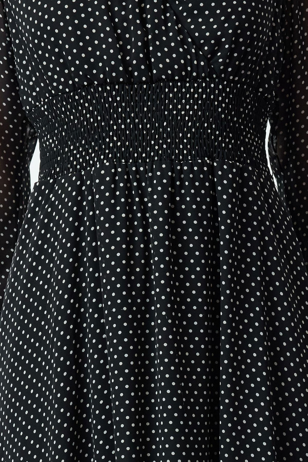 Trendyolmilla Siyah Puantiyeli A Kesim Kruvaze Yaka Mendil Etek Detayl? Astarl? Sifon Dokuma Elbise TWOAW25EL00343  фото 4