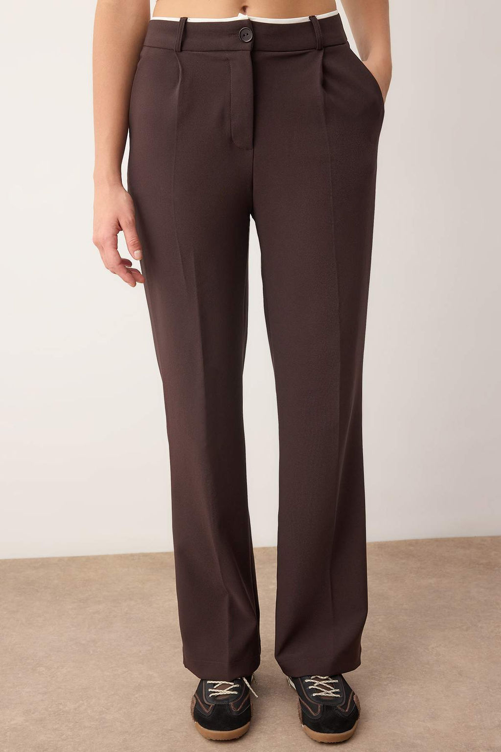 TRENDYOLMILLA Siyah Kemer Detayl? Wide Leg/Genis Paca Dokuma Pantolon TWOAW24PL00341  фото 25