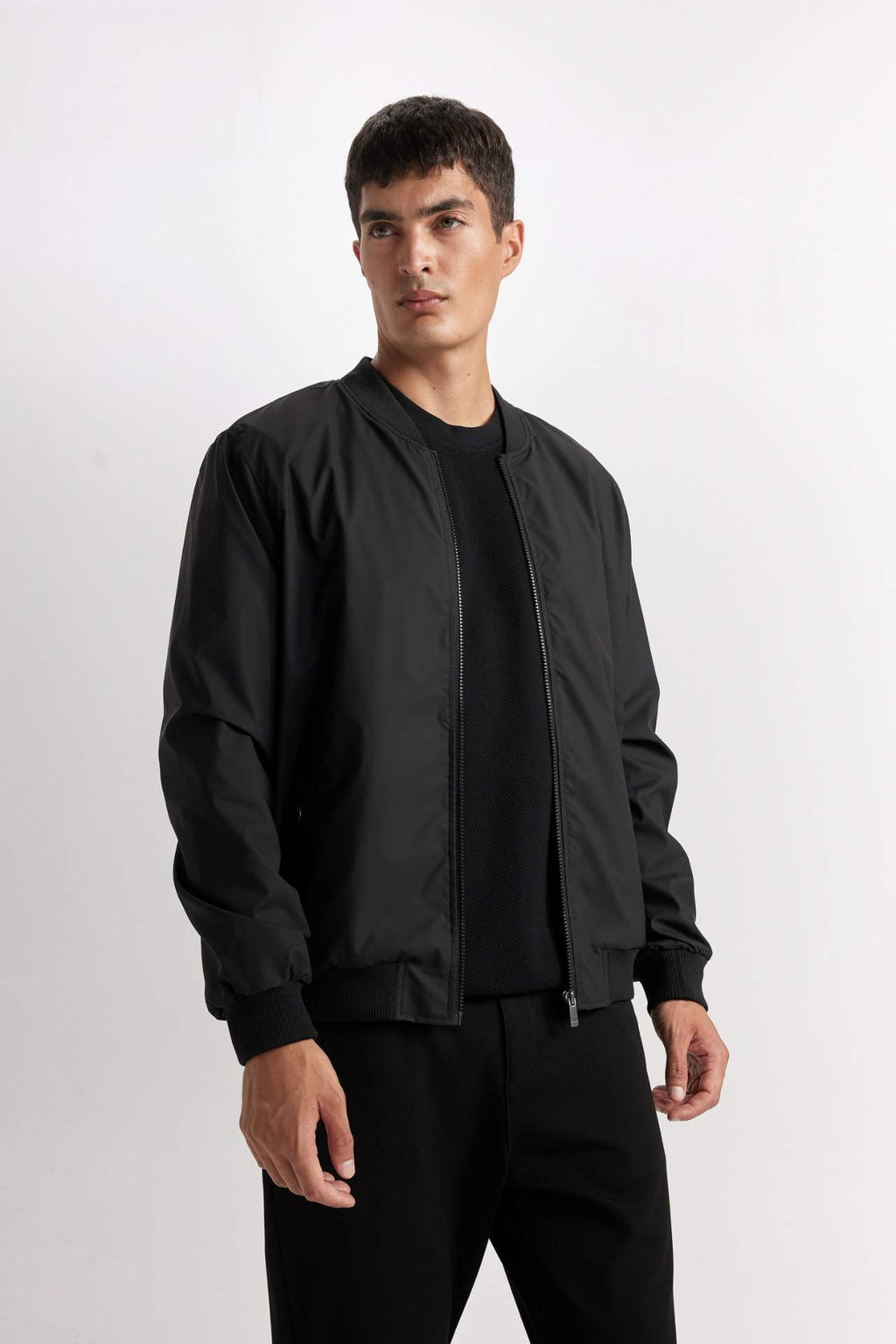 Slim Fit Bomber Mont Ceket Dar Kesim Kolej Yaka Fermuarl? Cift Cepli Mevsimlik Hafif - Defacto фото 4
