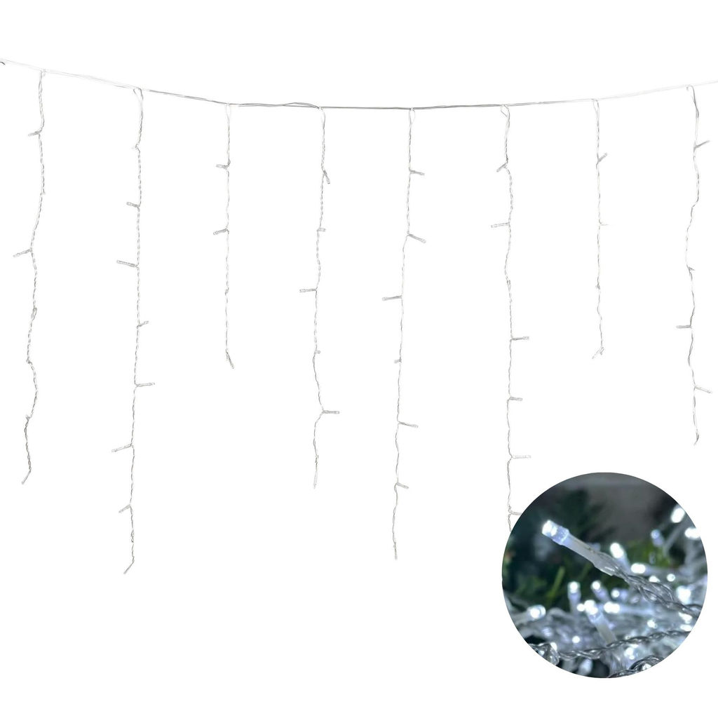 ULD-B20007-480/DTA/RC WHITE IP44 Бахрома светодиодная, 20м. С пультом. 480 светодиодов. Белый свет. Провод прозрачный. ТМ Uniel