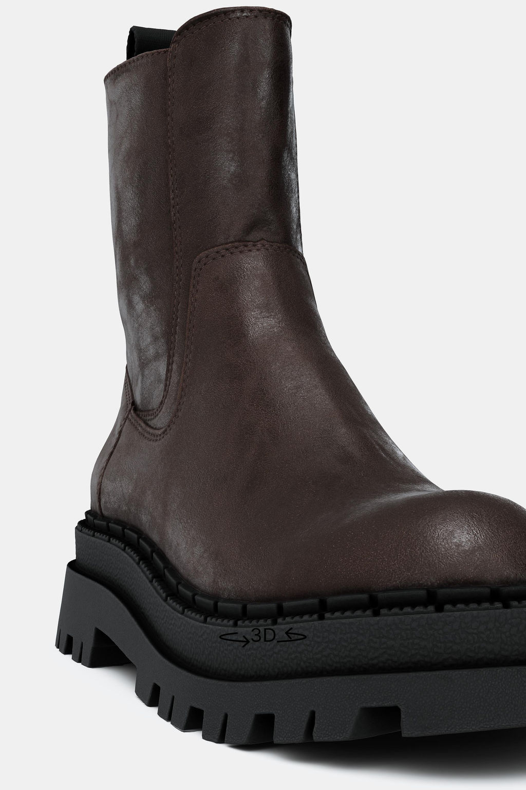 DISTRESSED-EFFECT PLATFORM ANKLE BOOTS