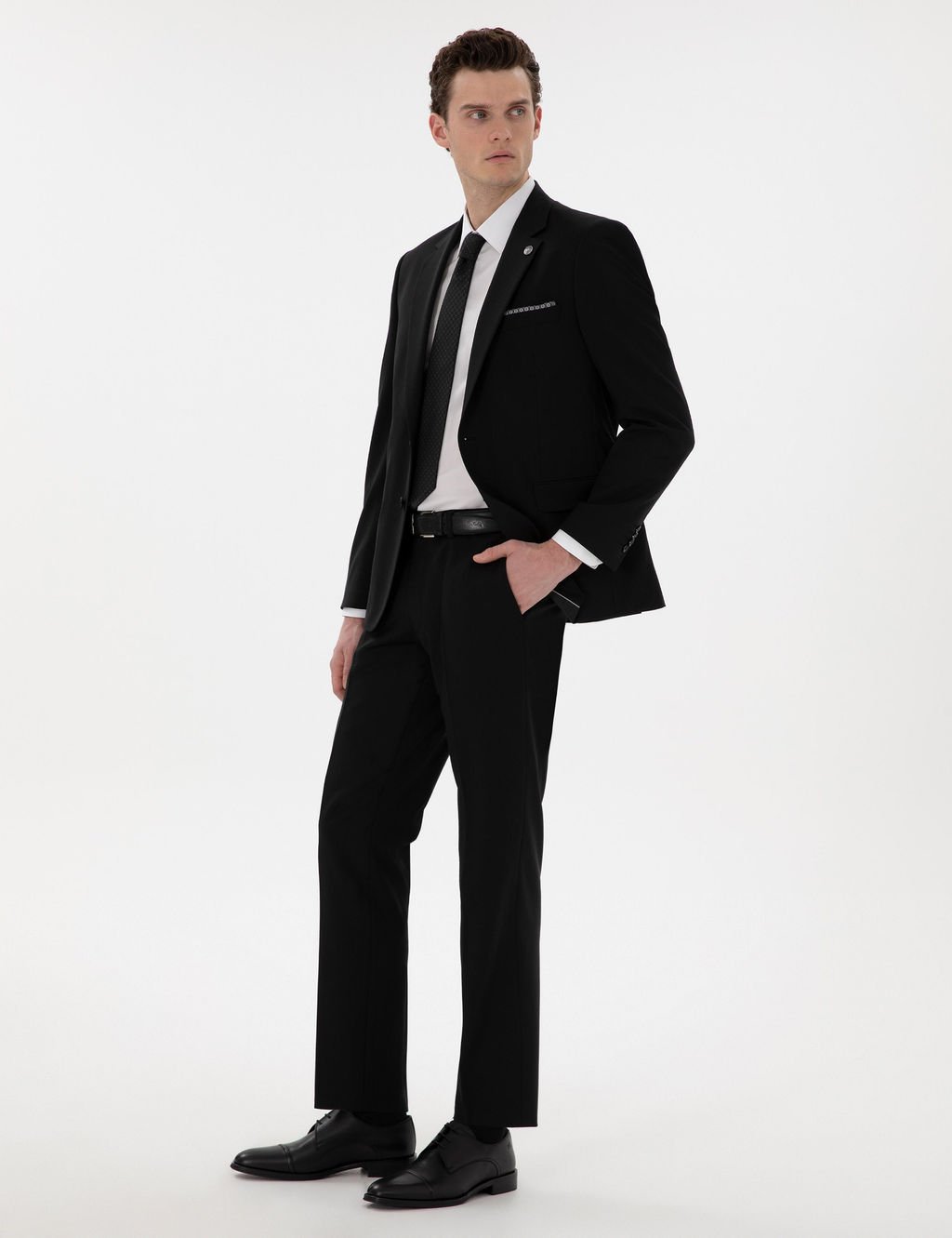 Siyah Slim Fit Y_n Tak_m Elbise
