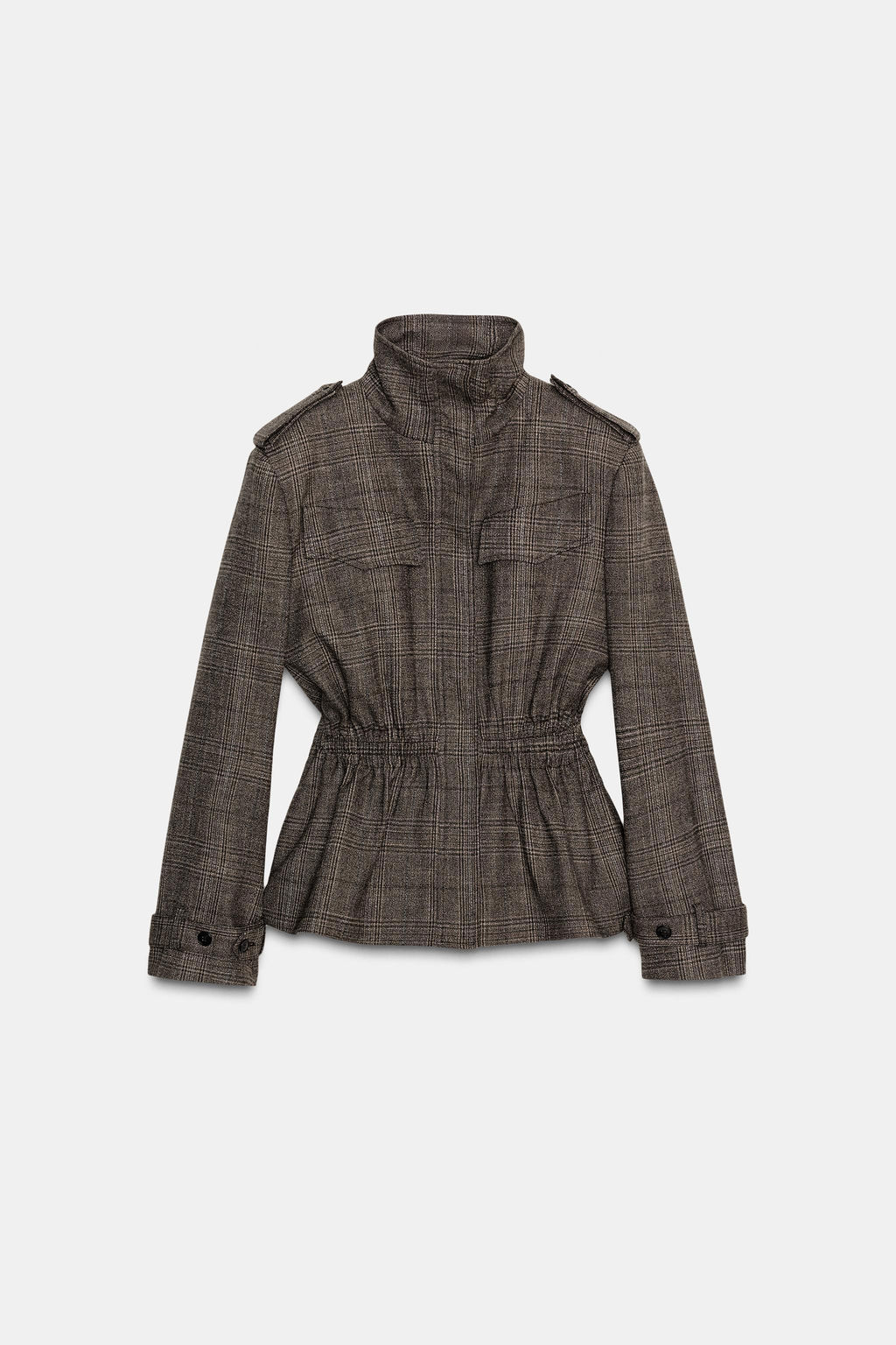 ZW COLLECTION CHECK PEPLUM WOOL BLEND JACKET - Zara фото 4