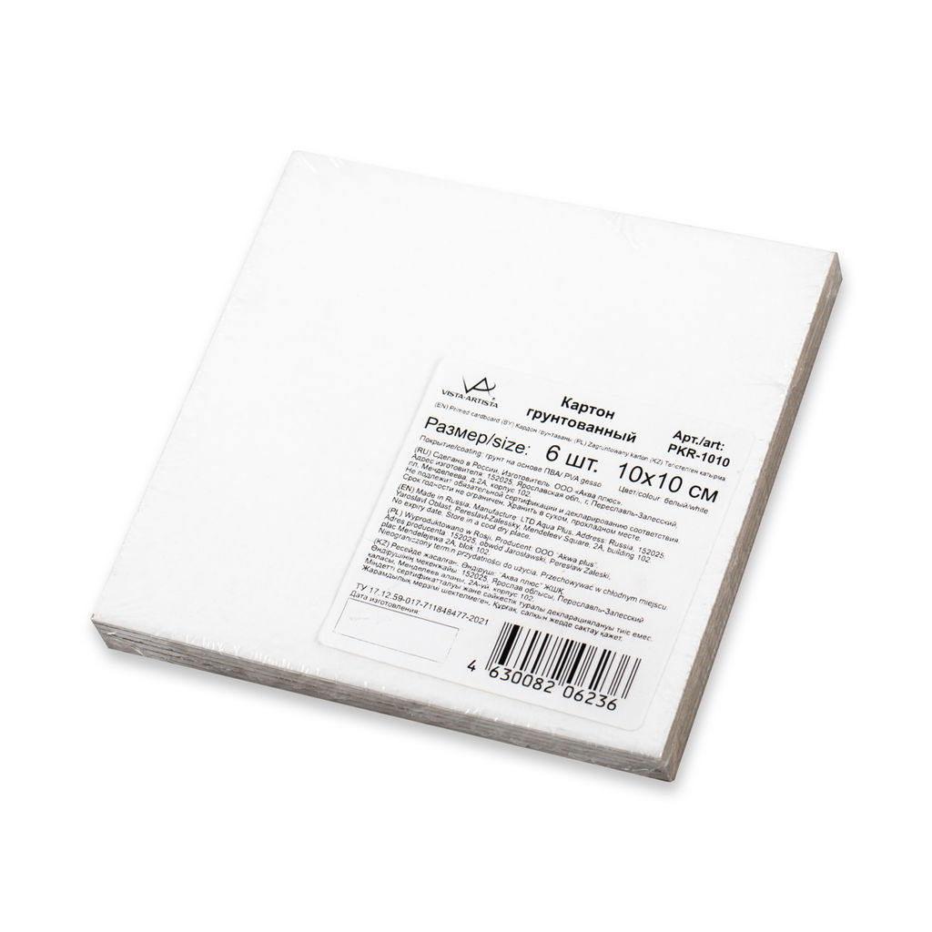 Картон грунтованный VISTA-ARTISTA PKR-1010 10 х 10 см 6 шт. набор