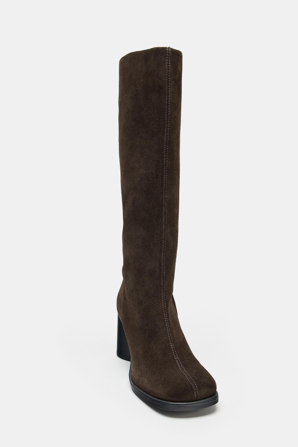 SPLIT SUEDE BOOTS WITH TOPSTITCHING - Zara фото 5