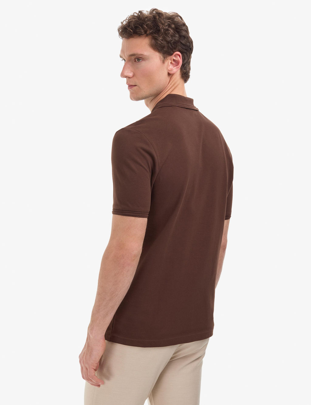 Koyu Kahverengi Regular Fit %100 Pamuk K_vr_lmaz Polo Yaka Basic Ti__rt