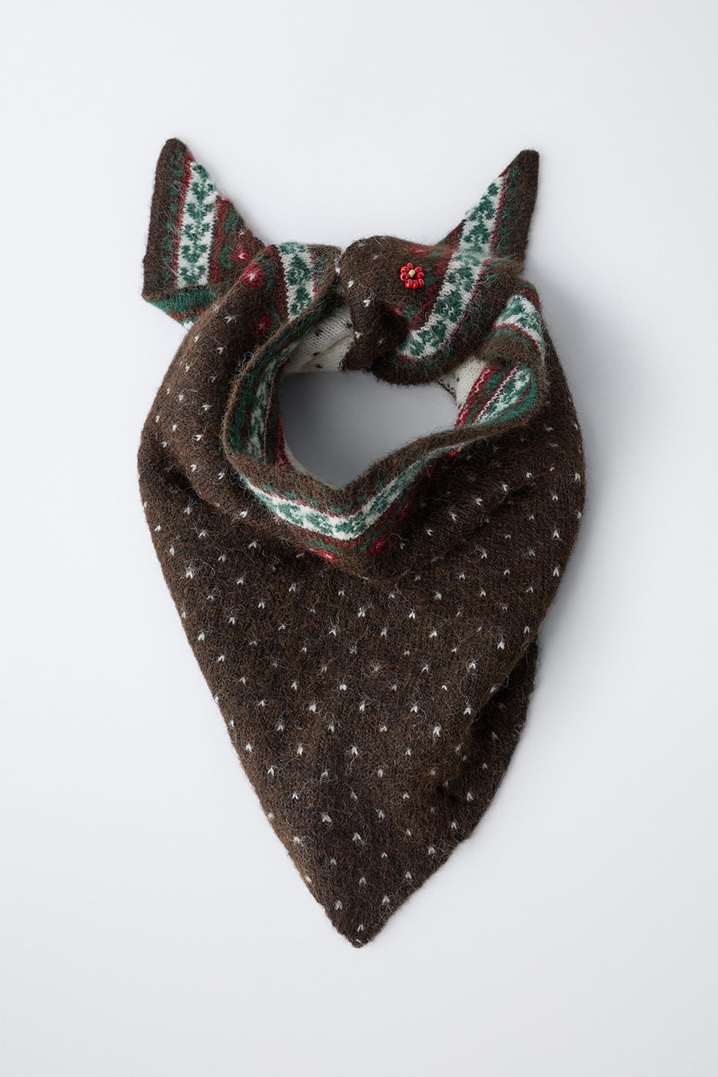 TRIANGULAR FLORAL AND BEAD SCARF - Zara фото 4
