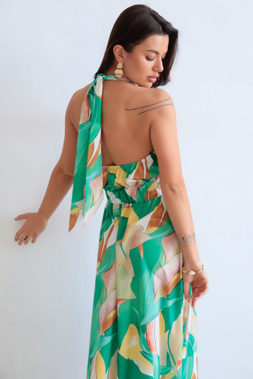 Martichelli Платье зелёное с принтом  фото 4