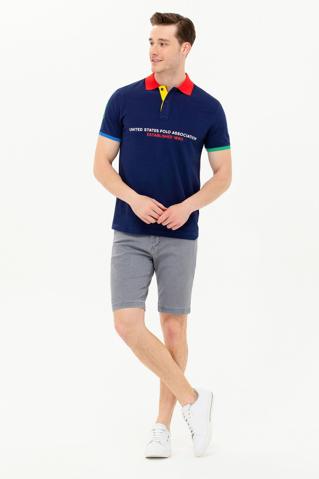 U. S. Polo Assn / Мужская темно-синяя футболка с воротником-поло - U.s. polo assn фото 2