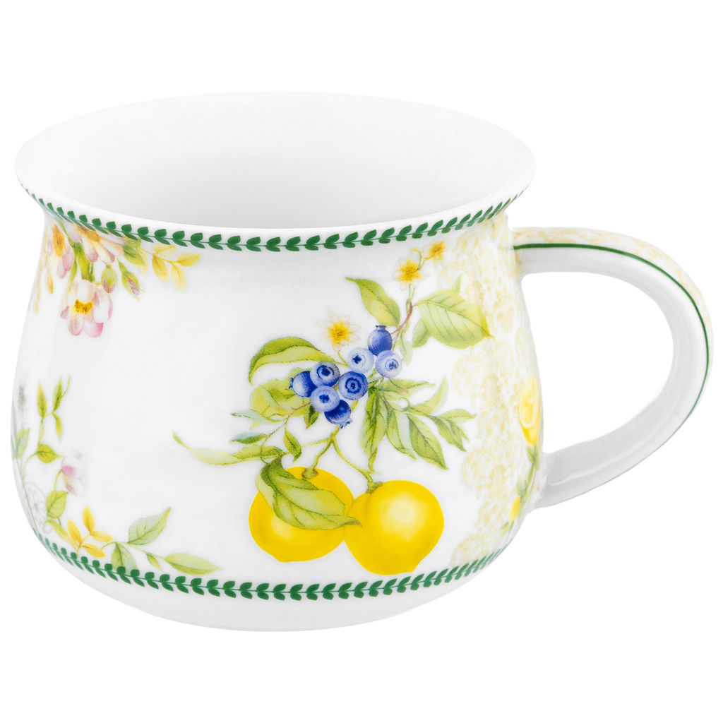 Кружка 250 мл 11*8,5*7 см "Лимоны" бочонок, фарфор NEW BONE CHINA