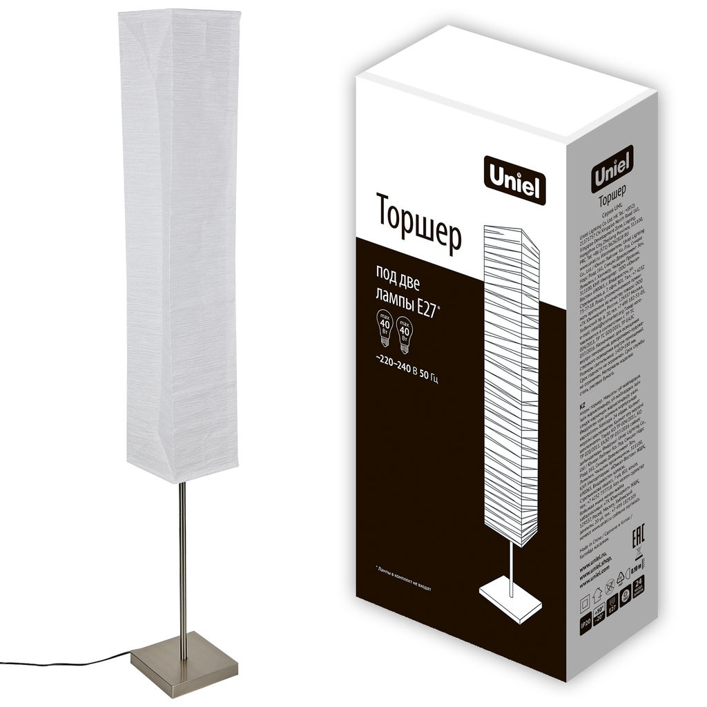 UML-T400 2хE27 WHITE Торшер напольный под две лампы E27, 2х60W. Механический выключатель. Белый. ТМ Uniel - Volpe фото 16
