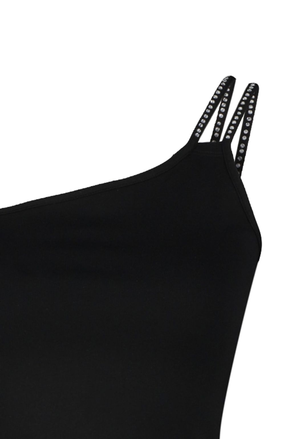 Trendyolmilla Siyah Parlak Tas Detayl? Tek Omuz Ask?l? Fitted/Vucuda Oturan Crop Orme Bluz TWOSS23BZ00455  фото 7