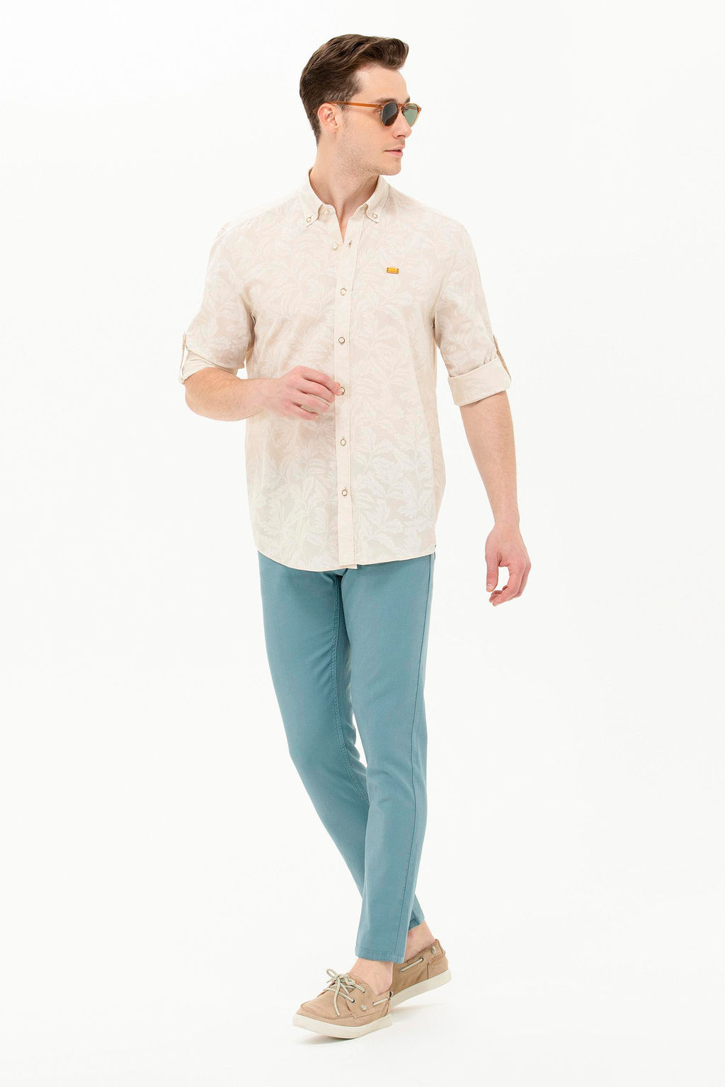 U. S. Polo Assn Мужская рубашка с длинным рукавом цвета экрю - U.s. polo assn фото 2