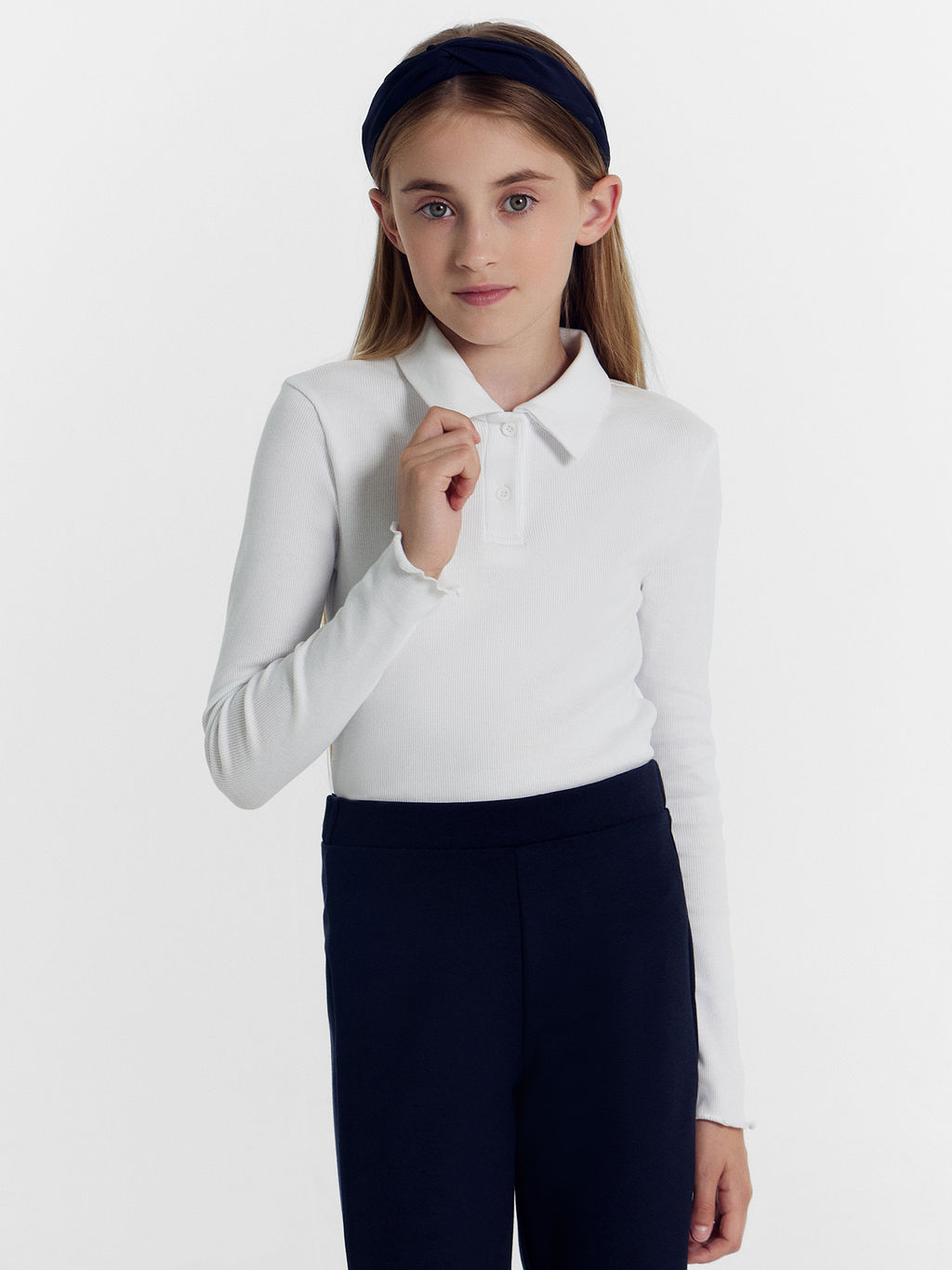 Поло для девочек в белом цвете