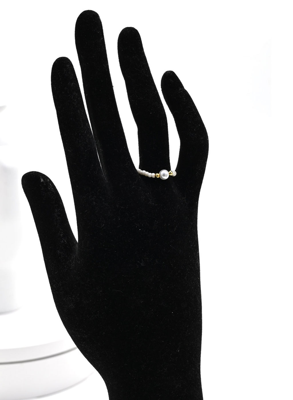 Кольцо из бисера с майоркой, цвет белый - Радуга камня фото 2