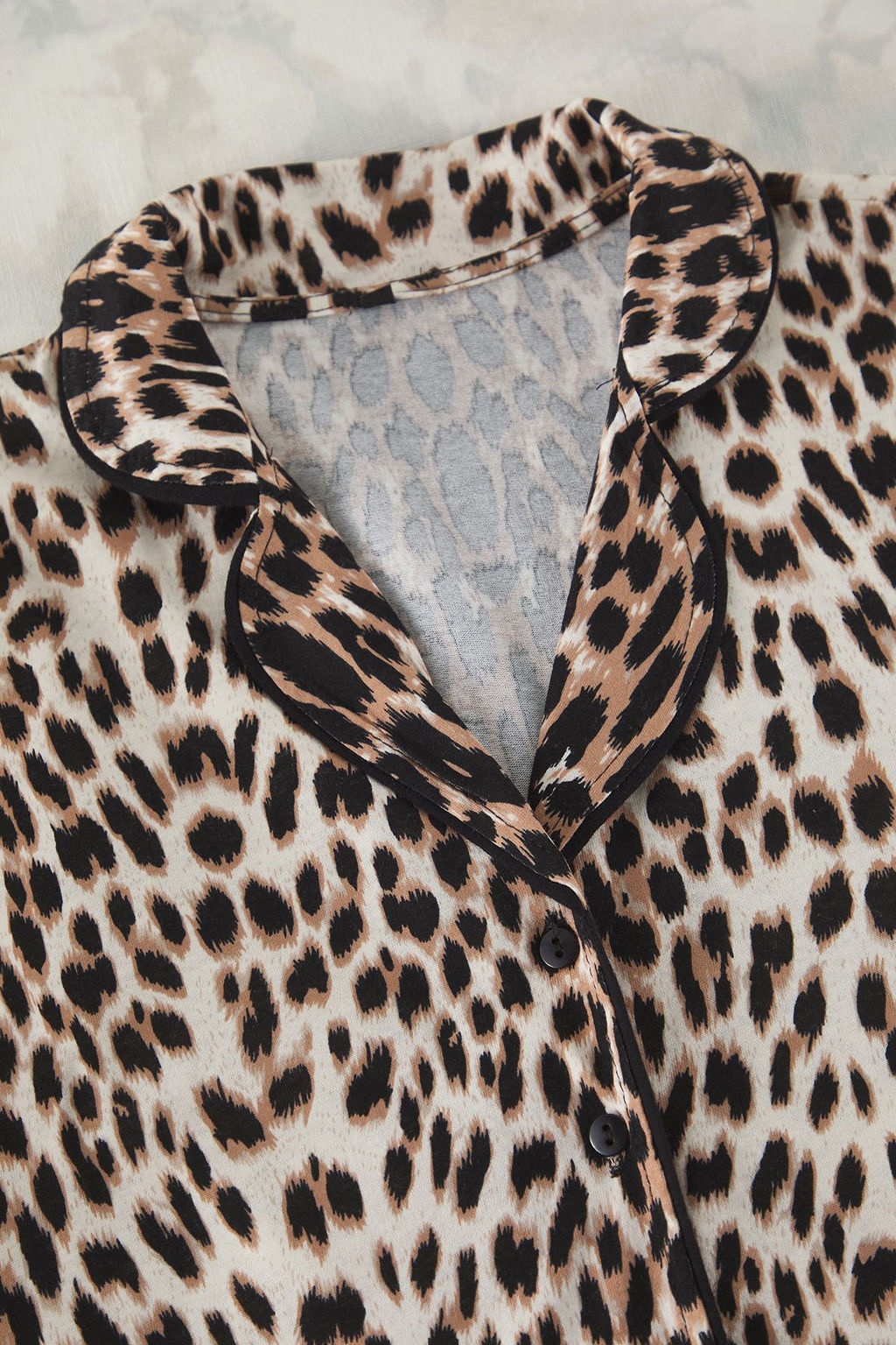 Trendyolmilla Kahverengi %100 Pamuklu Leopar Desenli Sortlu Orme Pijama Tak?m? THMSS24PT00392 фото 13