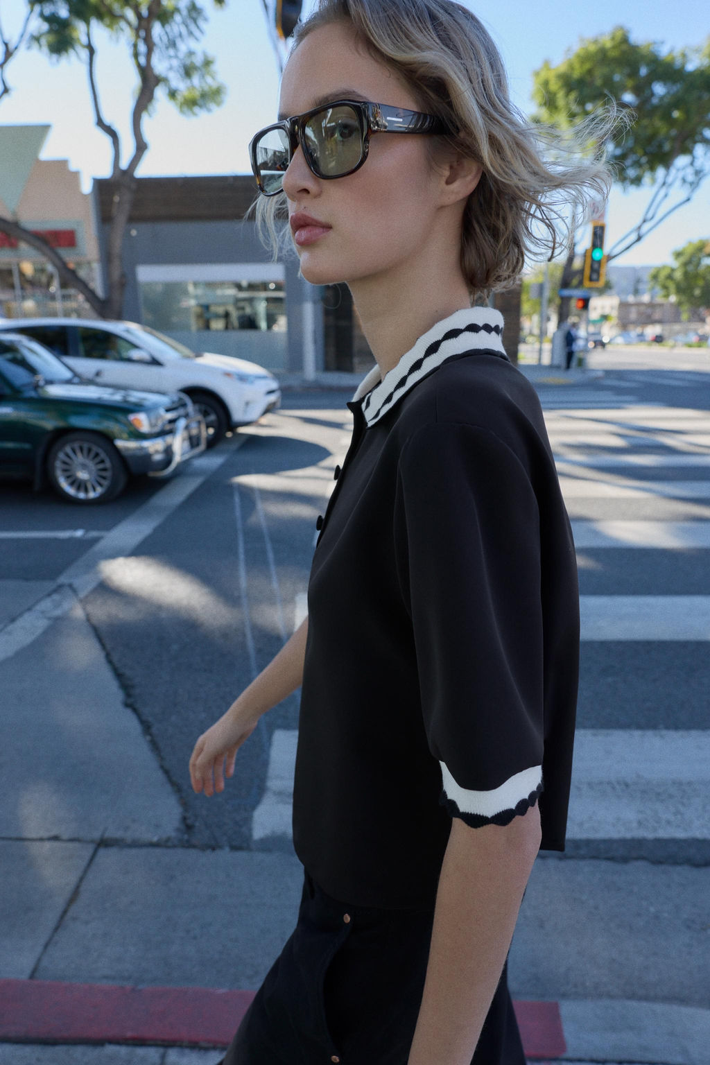 TOP POLO COMBINADO / Negro