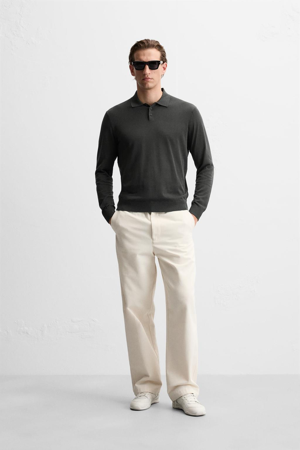 KNIT COTTON - SILK POLO SHIRT - Zara фото 10