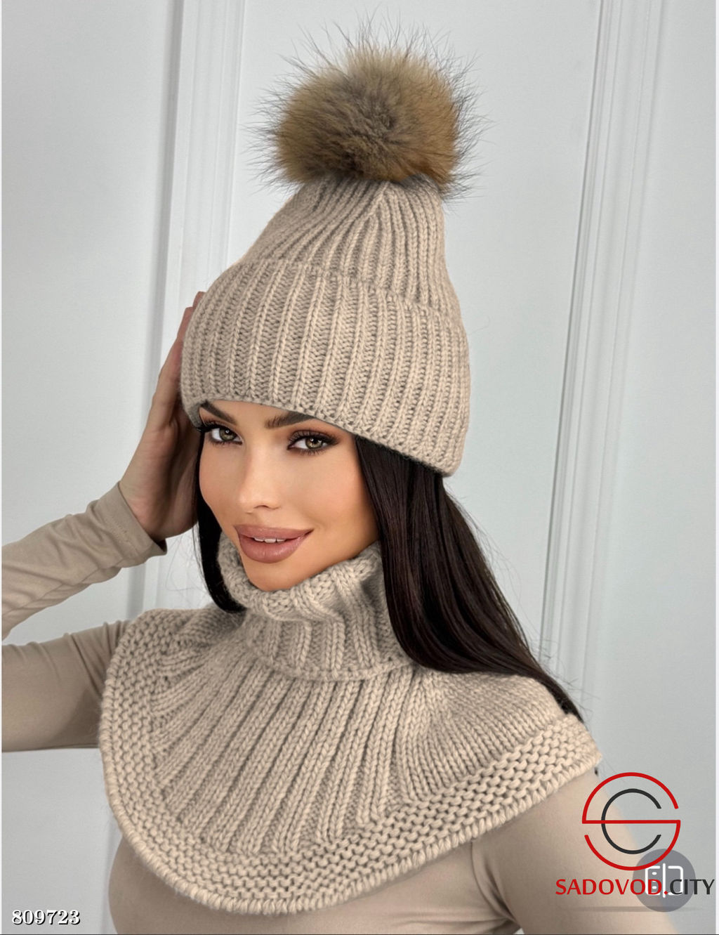 Набор 2в1 зимний комплект с натуральным мехом