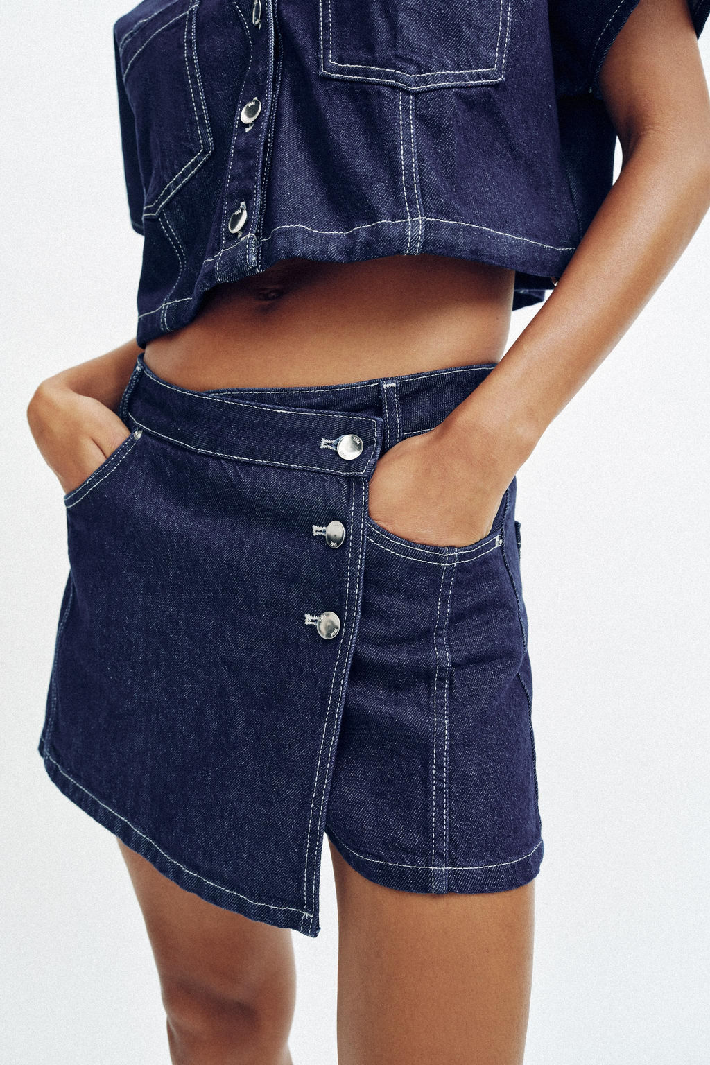 FALDA PANTAL?N Z1975 DENIM CRUZADA / Azul - Zara фото 3
