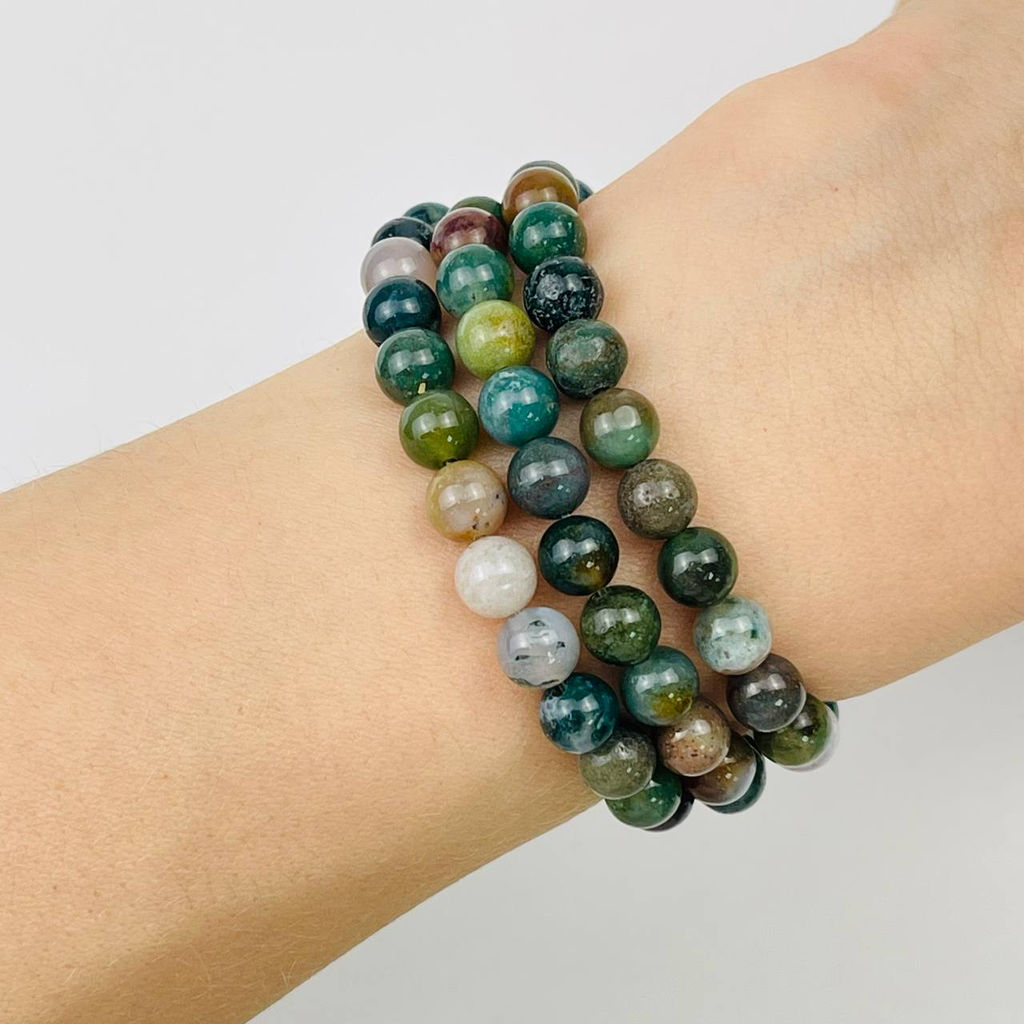 Бусины для украшений из Мохового агата (58 бусин) 38 см