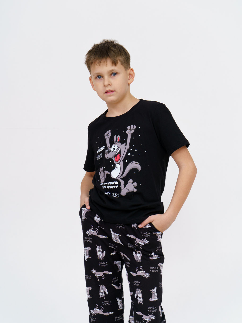 М28/1Д Пижама детская "Волк/черный"