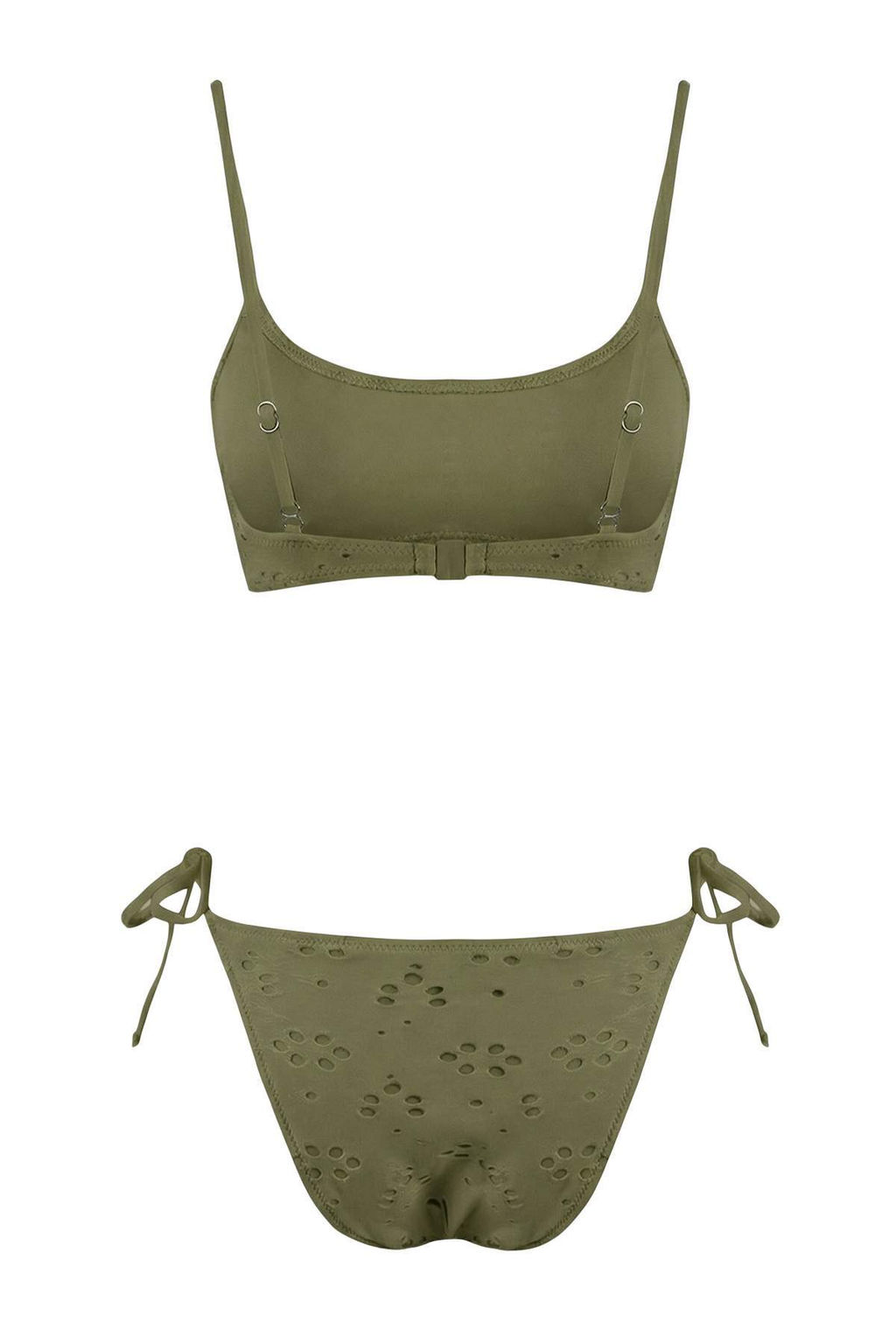 Haki Dokulu Bralette Kapl? Brazilian Dusuk Bel Bikini Tak?m? TBESS26BT00024