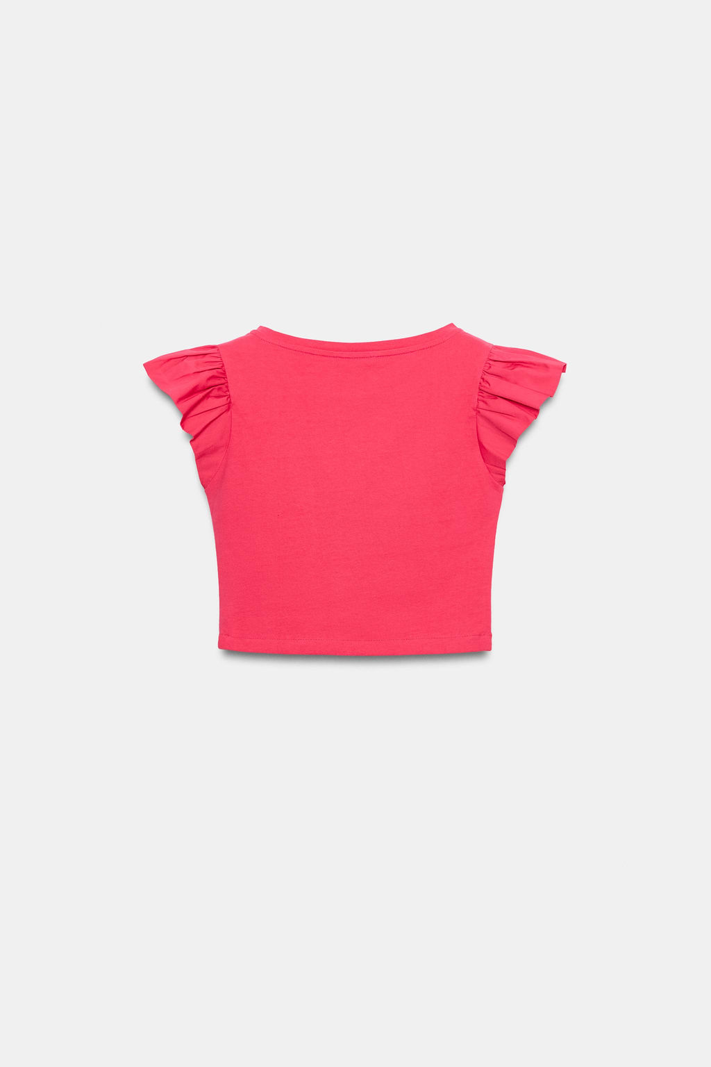 CAMISETA MANGA CORTA VOLANTES / Fucsia oscuro