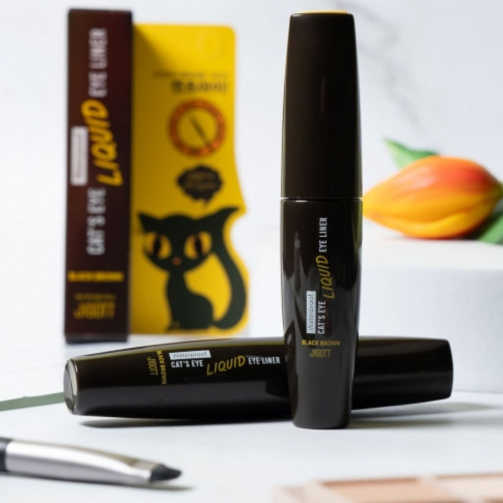 Jigott Водостойкая жидкая подводка для глаз / Cats Eye Waterproof Liquid Eyeliner Black Brown, черно-коричневый