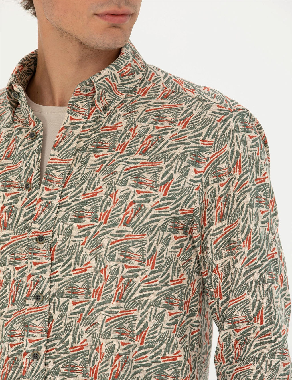 Haki Slim Fit Uzun Kollu G_mlek - Pierre cardin фото 6
