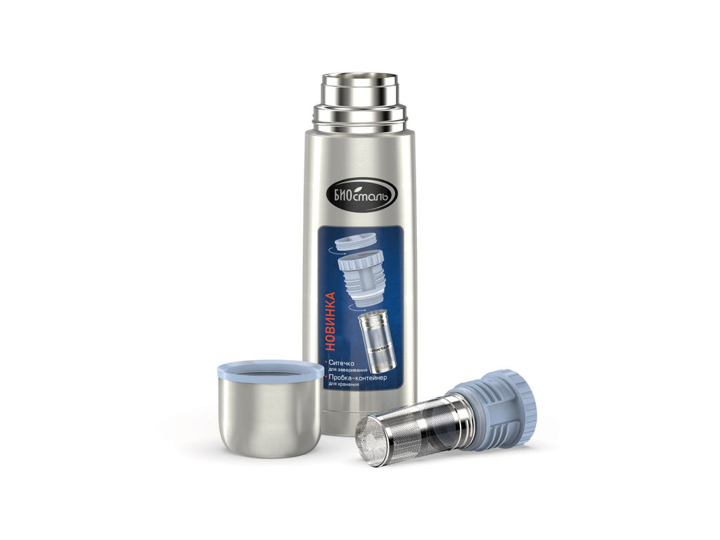 Термос 0,75 л "BIOSTAL" у/г, пробка с ситечком арт. NB-750Z