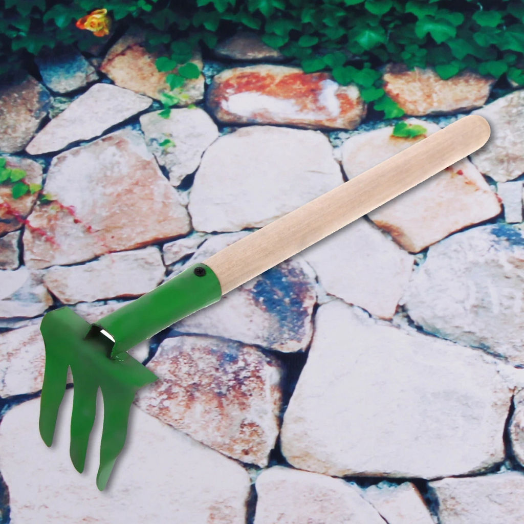 Цена за 5 шт. Грабли витые 3-х зубые металлические с деревянной ручкой