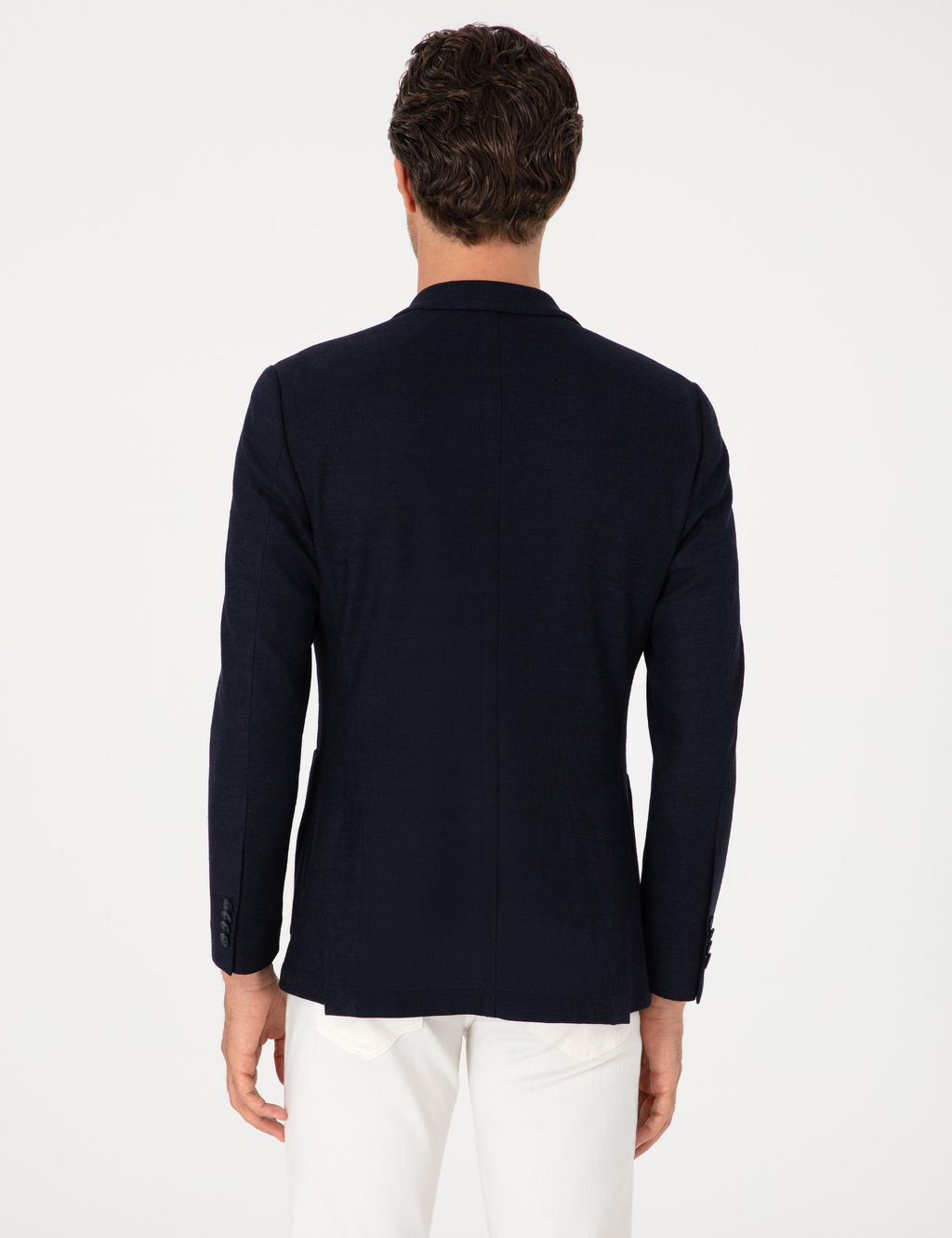 Lacivert Slim Fit Y_n Keten Kar___ml_ Ceket