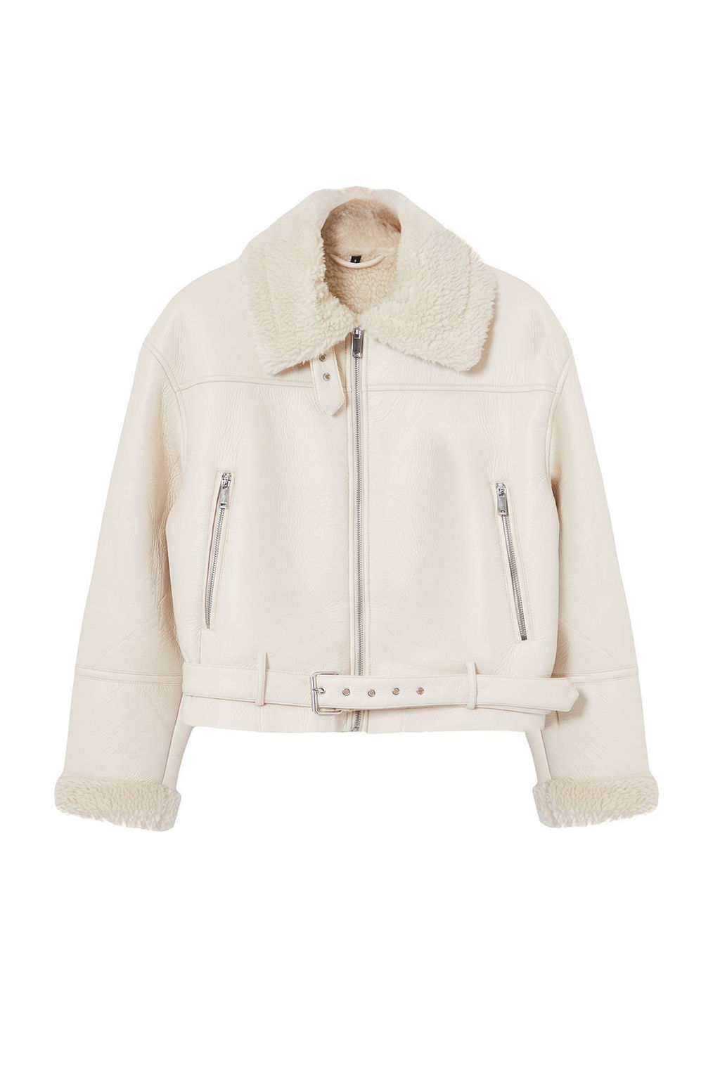 Trendyolmilla Ekru Pelus Detayl? Suni Deri Biker Ceket Mont TWOAW24MO00279  фото 6