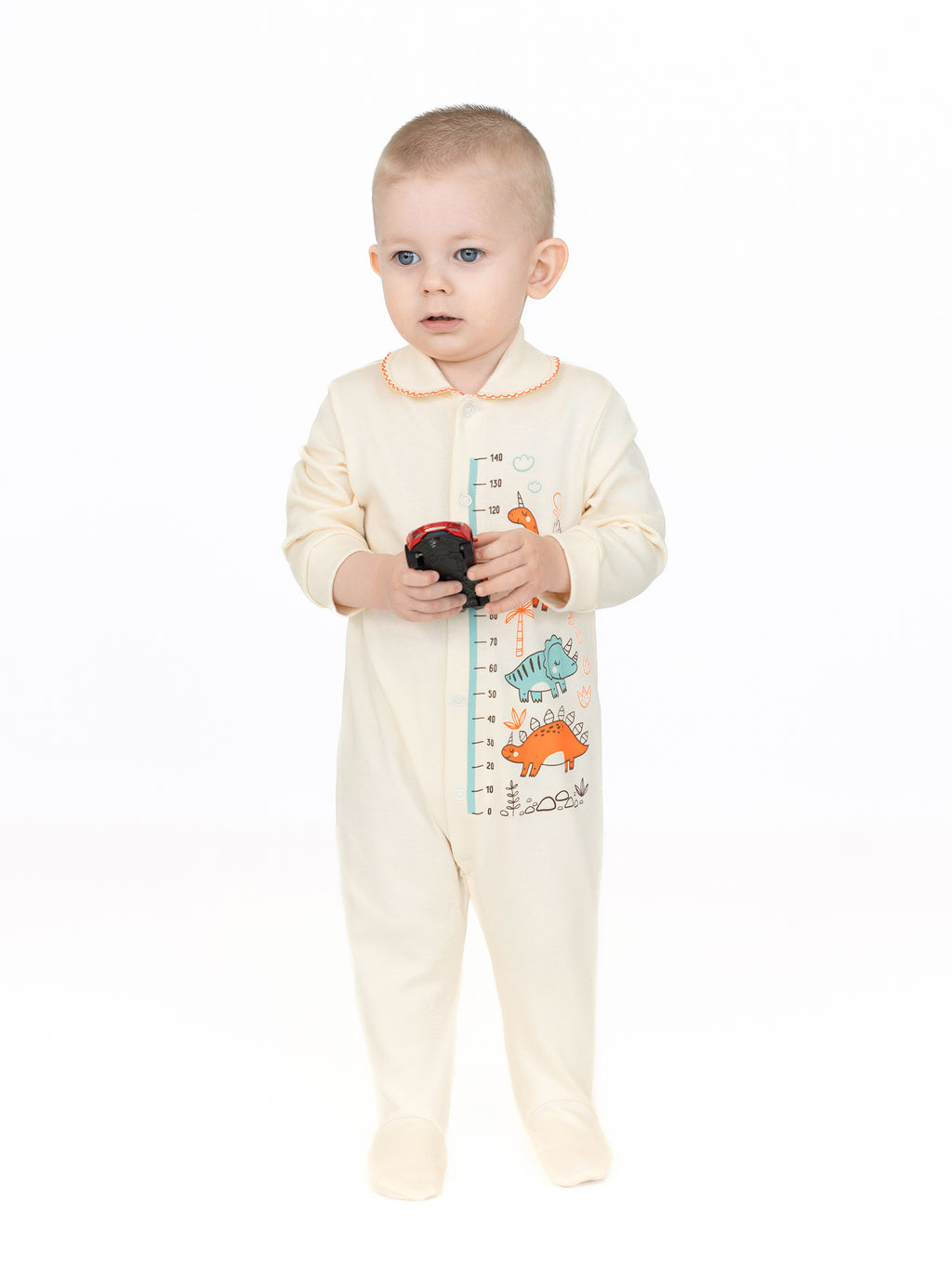 Комбинезон ясельный бежевый ростомер дино