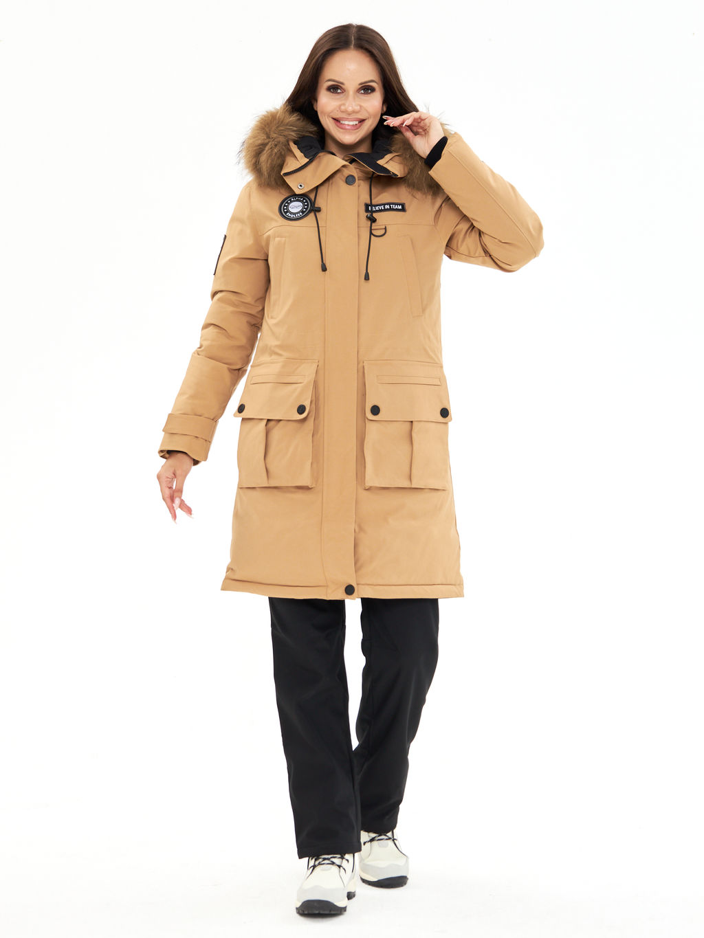 Женская зимняя мембранная парка с натуральным мехом Alpha Endless Frozen Metropolis_19 Крем-брюле  фото 14