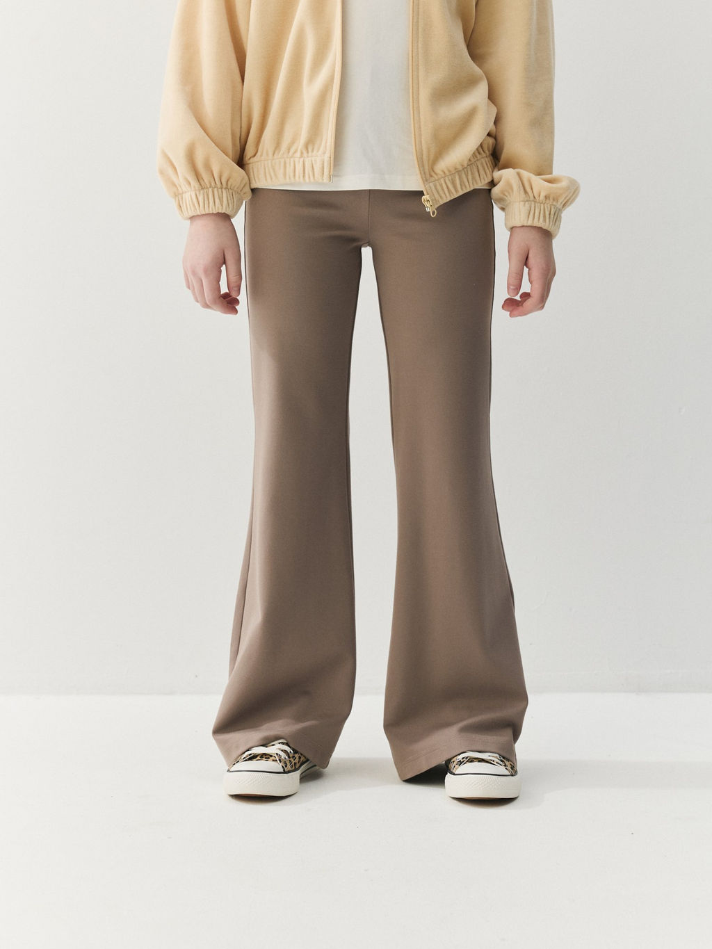 Брюки клеш Тауп облегченные 7+ - Bungly фото 2