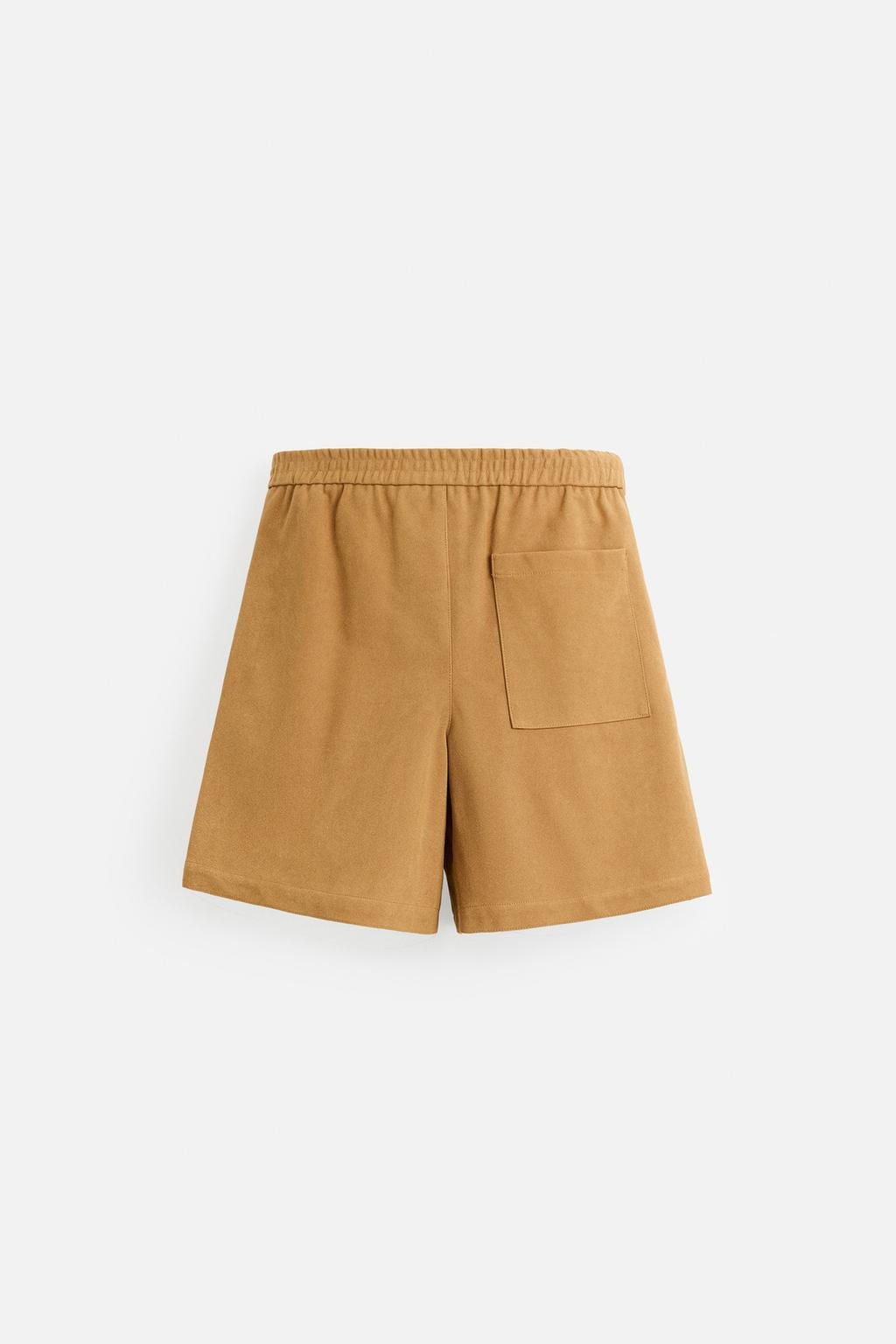 FAUX SUEDE PLEATED BERMUDA SHORTS - Zara фото 9