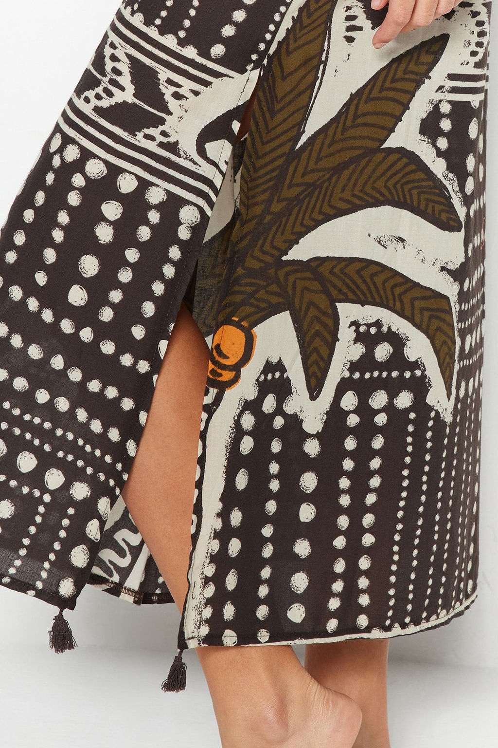 Siyah Cizgili Maxi Dokuma %100 Pamuk Puskullu Plaj Kimono&Kaftan TBESS20KM0024 - Trendyolmilla фото 9