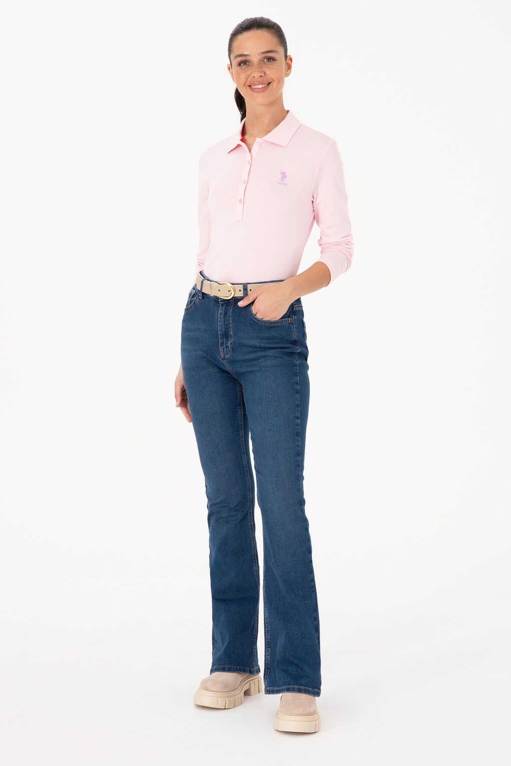 Kad_n Pembe Basic Polo Yaka Sweatsh_rt - U.s. polo assn фото 4