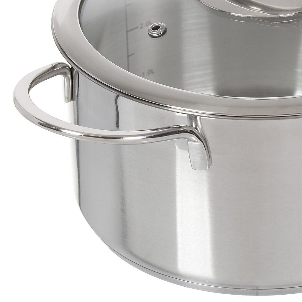 Кастрюля нержавеющая сталь, 1.8 л, с крышкой, Daniks, Бонн, GS-01319-16CA (364384)  фото 4