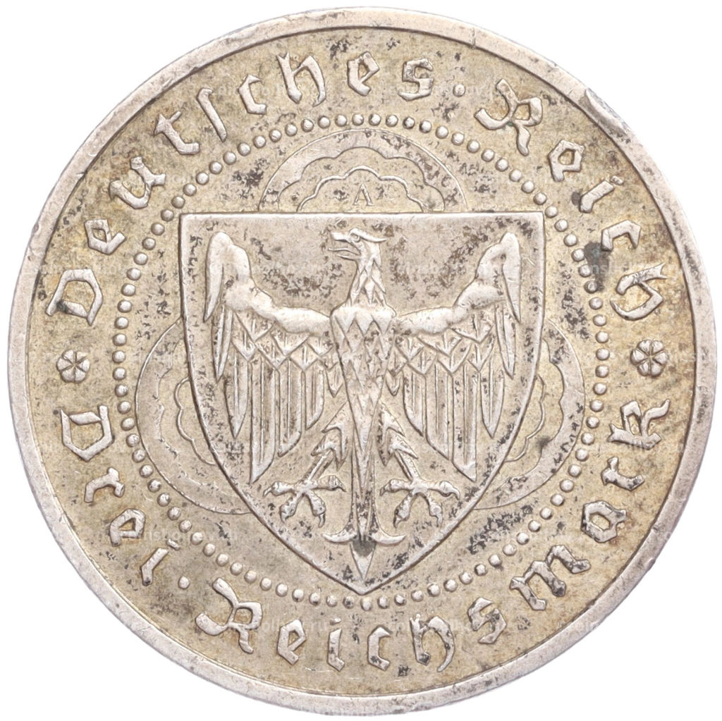 Монета 3 рейхсмарки 1930 года A Германия 700 лет со дня смерти Вальтера фон дер Фогельвейде