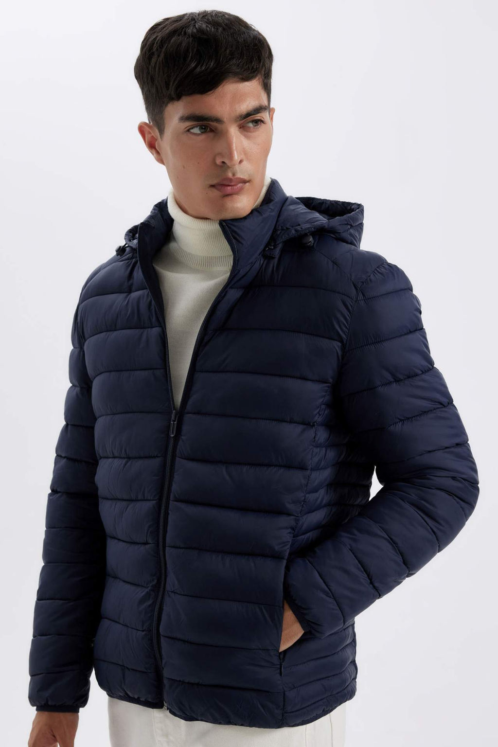 Su Itici Slim Fit Sisme Mont Dar Kesim Kapusonlu Fermuarl? Cift Cepli - Defacto фото 6