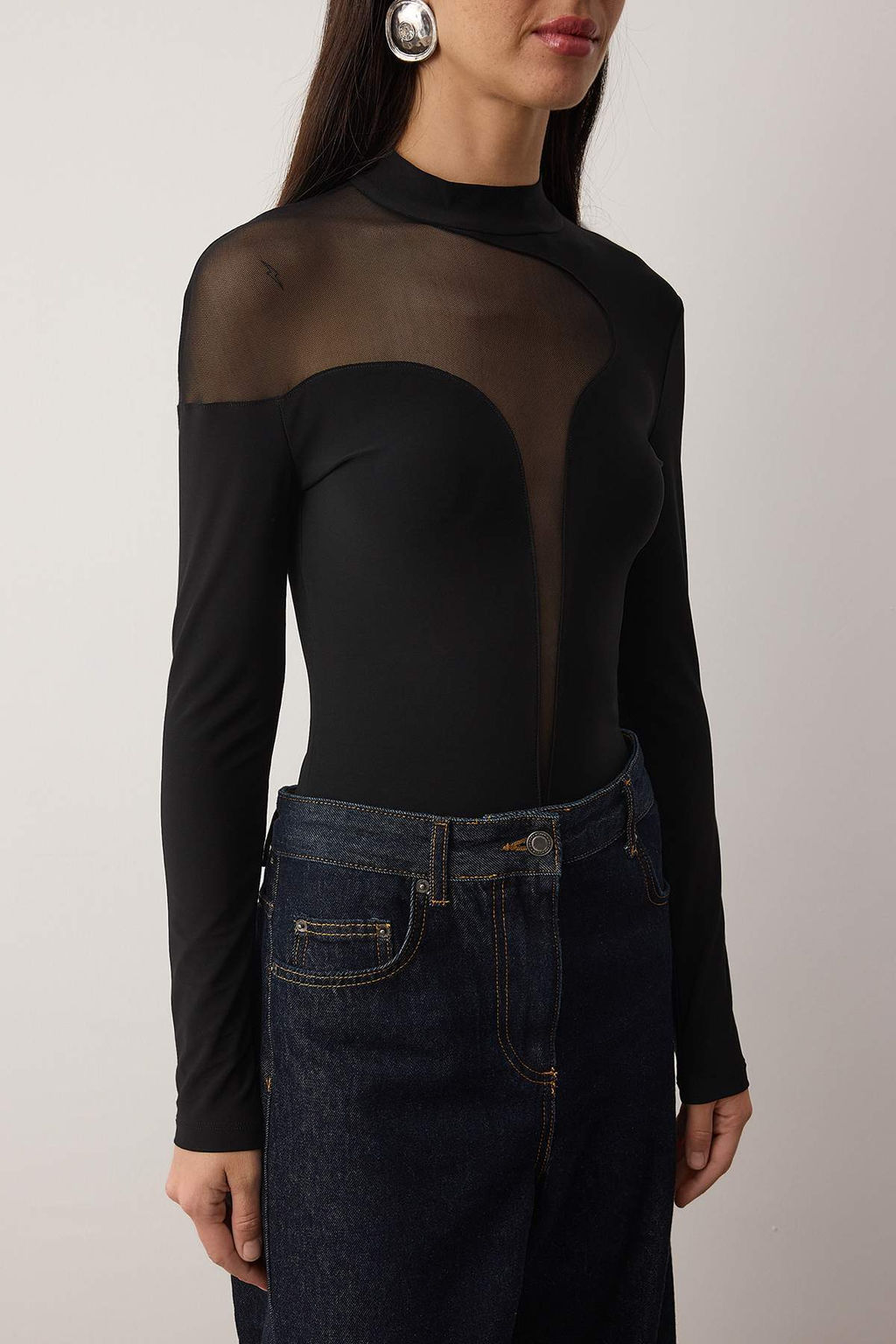 Trendyolmilla Siyah Transparan Detayl? Orme Tul Body TPRAW24BD00011  фото 11