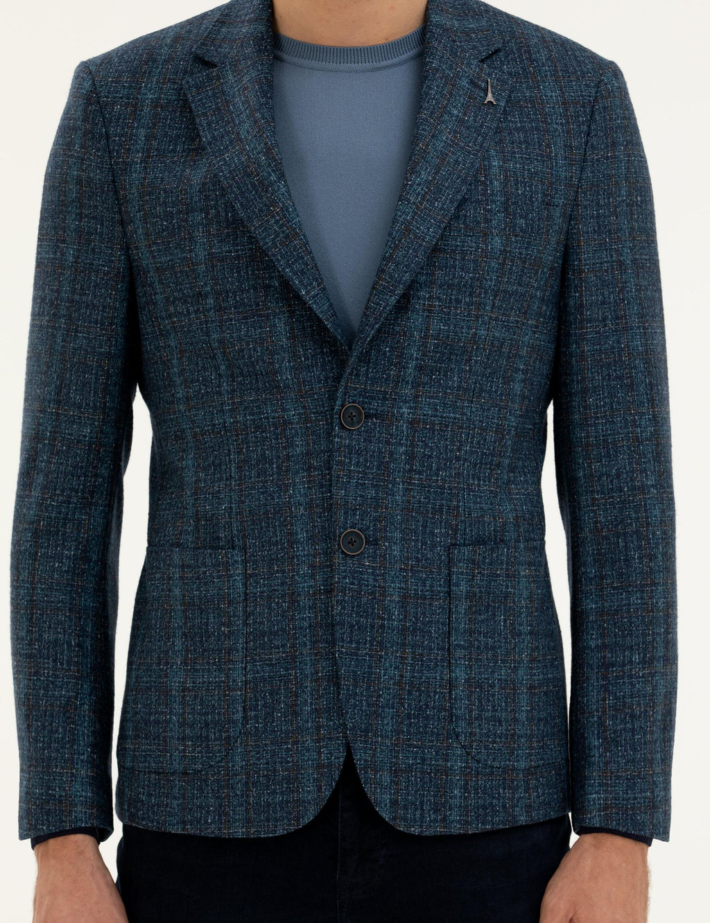 Куртка приталенного кроя из шерстяной смеси кашемира Petrol Blue - Cacharel фото 6